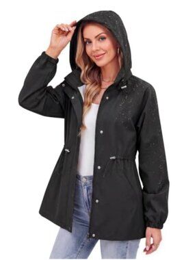 Lightweight Packable Waterproof Rain Jacket with Hood Windbreaker